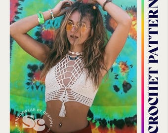 Crochet Pattern: Boho Goddess Crop Top, Crochet Halter Top, PDF download, Bohemian Clothing, Hippie Crochet, Crochet Top
