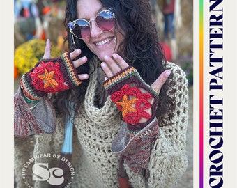 Flower of life texting gloves crochet pattern
