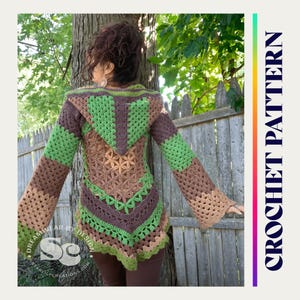 Häkelanleitung: Blume Des Lebens Kapuzenjacke, Feen Weste, PDF-Download, Oversized Hood, Boho Kleidung, Boho Kleidung,Hippie