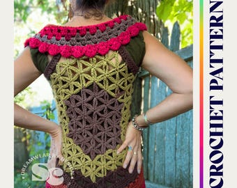 Crochet Pattern: Flower of Life Crochet Vest, PDF download