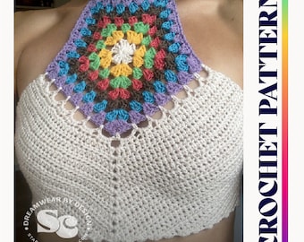 Soul Shine crop top, Crochet pattern, crochet crop top, festival top, crochet top, crochet halter top