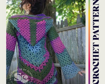 Crochet Pattern: (Bundle) Flower of Life , Fae Vest, PDF download, Oversized Hood, Bohemian Clothing, Boho Clothes, Women’s Crochet, Hippie