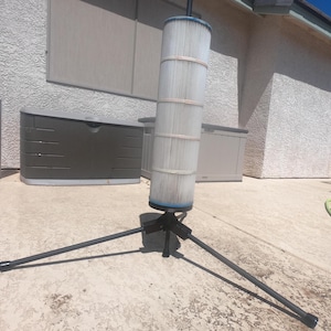 Pool filter cleaning stand and hi pressure wand