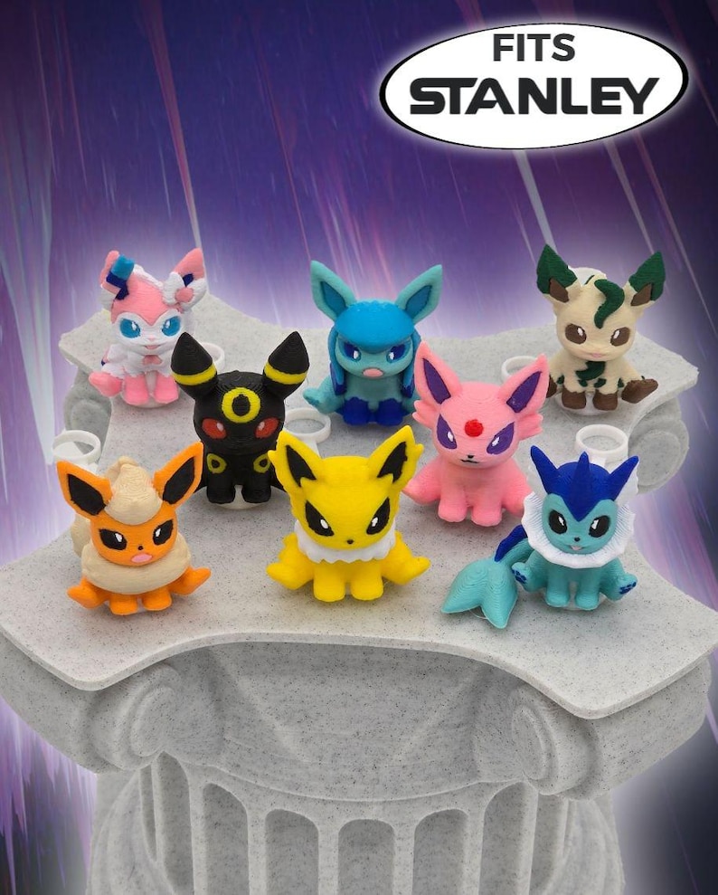 Adornos para pajitas de Eevee Eeveelutions - Pajita de 10 mm - Compatible con Stanley imagen 1