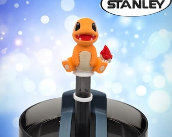 Adorno para pajita Charmander - Pajita de 10 mm u 8 mm - Accesorio para vaso - Compatible con Stanley