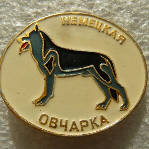 Vintage badge pin USSR Dog. German shepherd.