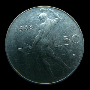 Vintage coin 50 Lire 1968 REPUBBLICA ITALIANA