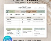 Pain and Symptom Tracker, Printable Daily, Weekly Symptom Log, Health Journal Migraine Tracker Chronic Pain Symptom Tracker Period Tracker