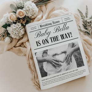 Baby-Zeitungs-Ankündigung Schwangerschafts-Ankündigung Baby-Zeitung Zeitungsvorlage Canva Große Baby-Zeitung Printable Baby-Zeitung