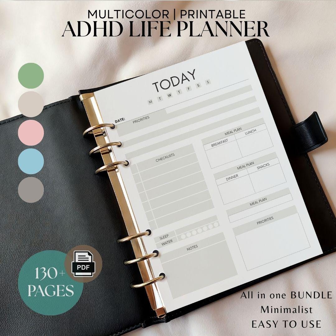 ADHD Daily Planner Adult, Printable Adhd Planner, Minimalist Adhd Life ...