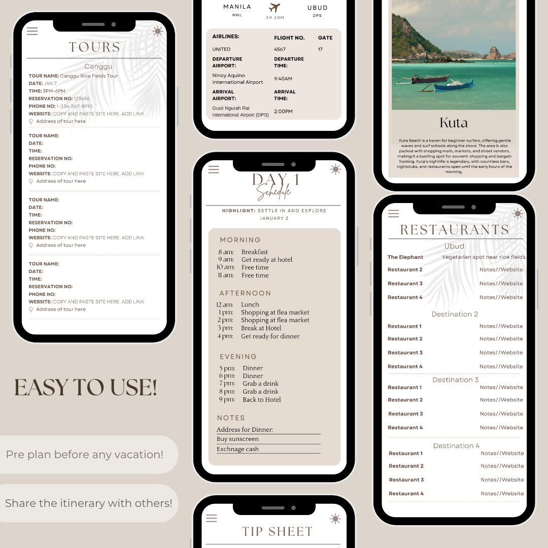 Editable Travel Itinerary Template Travel Planner Trip Itinerary ...