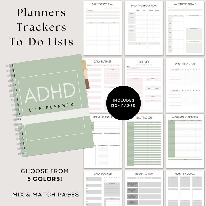 ADHD Planner Adult Printable Adhd Digital Planner PDF Adhd Daily Adult ...