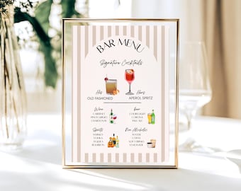 Signature Drink Menu Template, Wedding Bar Menu Sign, Signature Cocktail Sign, His and Her Drinks, Editable Bar Menu, Wedding Drink Menu