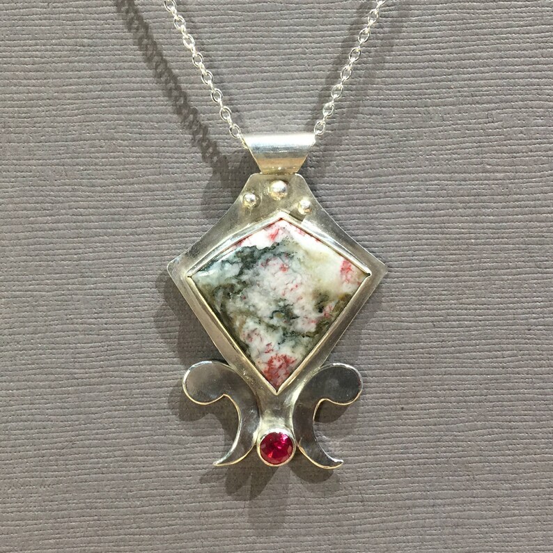 Moss Agate Sterling Silver Pendant | Etsy