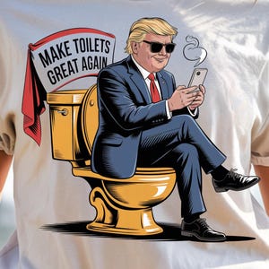 Funny Trump Toilet SVG | Golden Bathroom Meme PNG | Satirical Cricut Cut File, Instant Download