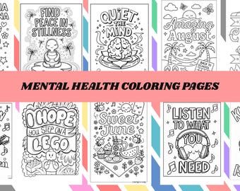 Mental Health Coloring Book: Stress Relief, Mindfulness Activity (Digital Download)