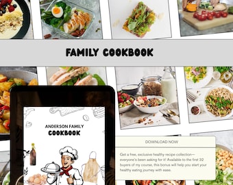 Editable Cookbook Template Canva: Family Recipe Book Design (Printable Ebook)
