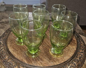 Bright Green Footed Tumblers set of 8
