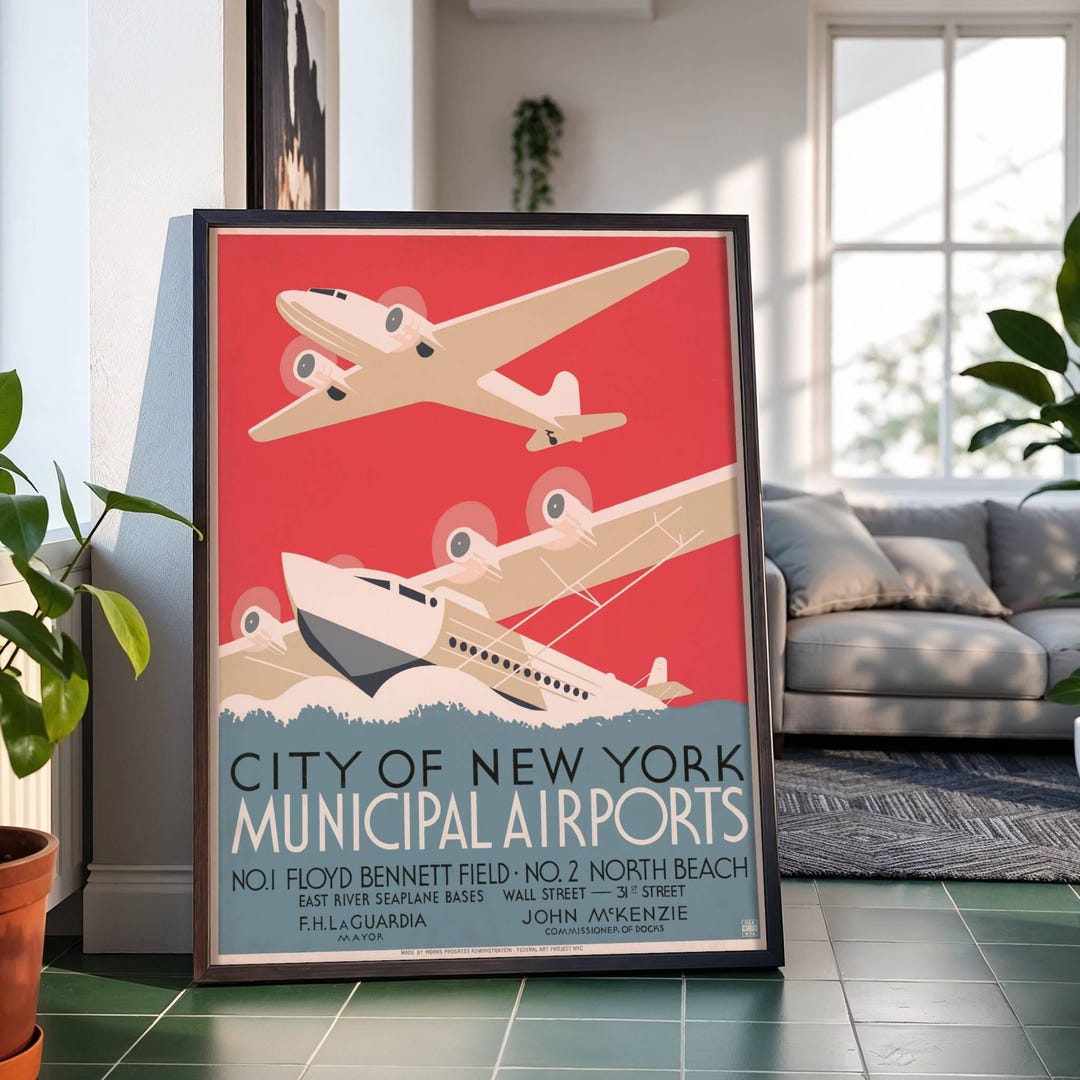 Vintage New York City Travel Poster: Aviation Art Print - Etsy