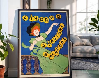 Livorno Stagione Balneare Vintage Poster von Leonetto Cappiello: Helles Grafikdesign