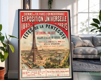 Paris Historische Stadt Wahrzeichen Reiseplakat: Eiffelturm Vintage