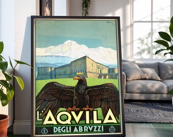 L'Aquila, Abruzzen, Italien Festung Berglandschaft Reiseposter: Forte Spagnolo Bold
