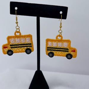 School Bus Earrings, Bus Driver Gift, Handmade Lace Design