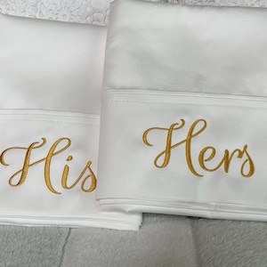Monogrammed Embroidered Pillowcase: 400 Thread Count Cotton Wedding Gift