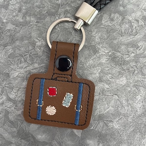 Embroidered Suitcase Bag Charm: Travel Lover Gift, Backpack Accessory