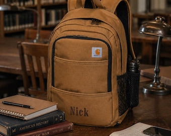 Embroidered Carhartt Work Bag Monogram Canvas Organizer Custom Design Father Gift Dad Birthday Husband Present Personalized Laptop Backpack