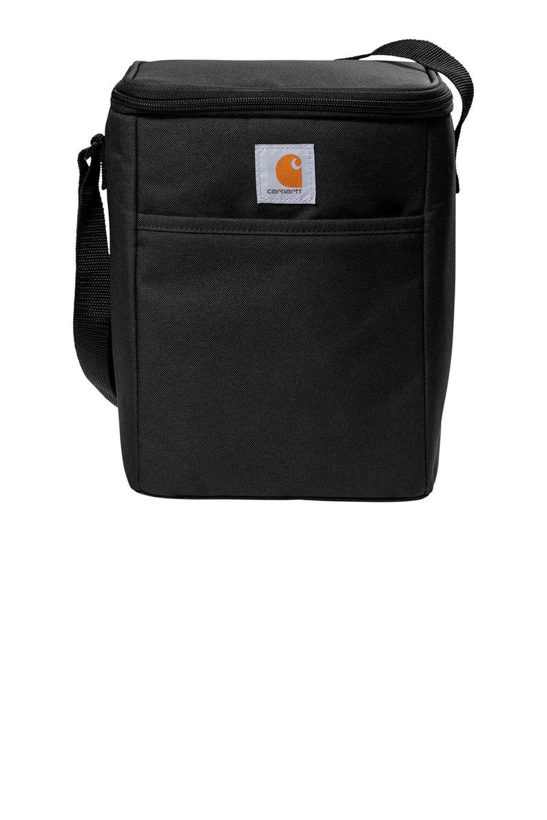 Insulated Cooler Bag Carhartt Brand Twelve Can Capacity Storage Personalized Embroidered Monogram Custom Gift Thermal Lunch Tote Adjustable Shoulder Strap Vertical Locker Fit Design Rugged Polyester Rain Defender Water Repellent Seam Sealed