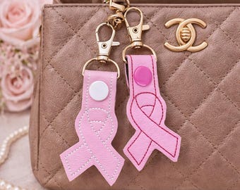 Pink Ribbon Keychain Breast Cancer Awareness Symbol Hope Charm Bag Clip Purse Accessory October Support Gift Survivor Strength Token
