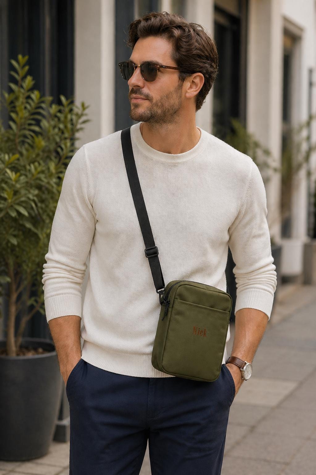 Crossbody Canvas Bag Hip Pouch Travel Utility Men Zippered Organizer Hands Free Festival Pocket Belt Stylish Accessory Adjustable Strap
