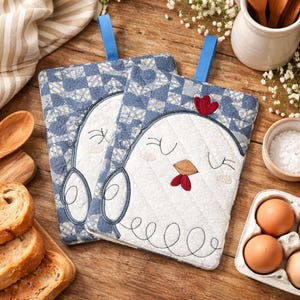 Agarradera acolchada con forma de pollo, accesorio de cocina, resistente al calor, protección para la cocina rústica, idea de regalo para la anfitriona, regalo de chef.