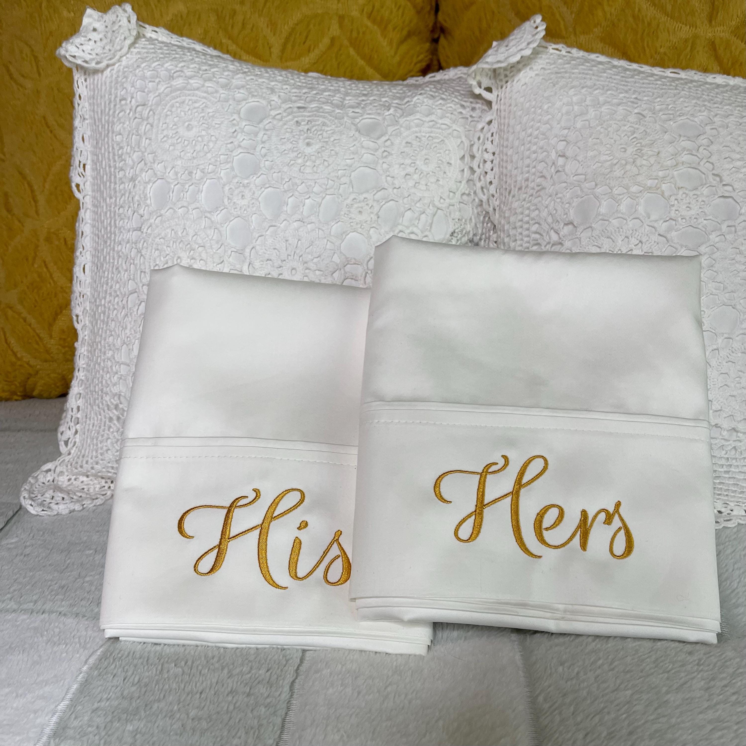 Monogrammed Cotton Pillowcase Wedding Gift Bedroom Decor Luxury…