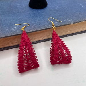 Embroidered Lace Hoop Earrings: Custom Colors, Hypoallergenic Wires