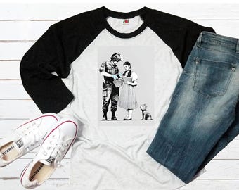 Banksy Stop And Search Baseball T-Shirt Street Graffiti Art Tee – Dorothy And Police Officer Gift Unisex Men Women Shirt 4361PC