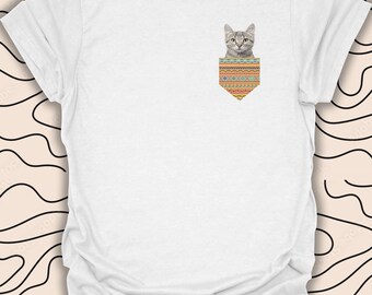 Pocket Cat T-Shirt – Cute Cat in Pocket Tee – Fun Animal Design Gift Unisex Men Women Shirt 1062PC