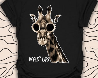 Was' Up Giraffe T-Shirt – Giraffe Graphic Tee – Funny Animal Print – Quirky Statement Gift Unisex Men Women Shirt 1079PC