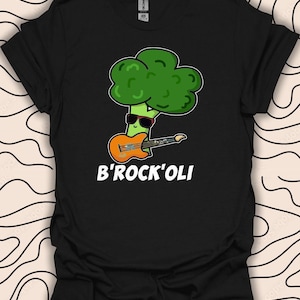 B&#39;Rock&#39;oli T-Shirt – Funny Broccoli Music Tee – Rock Star Vegetable Gift Unisex Men Women Shirt 2924PC