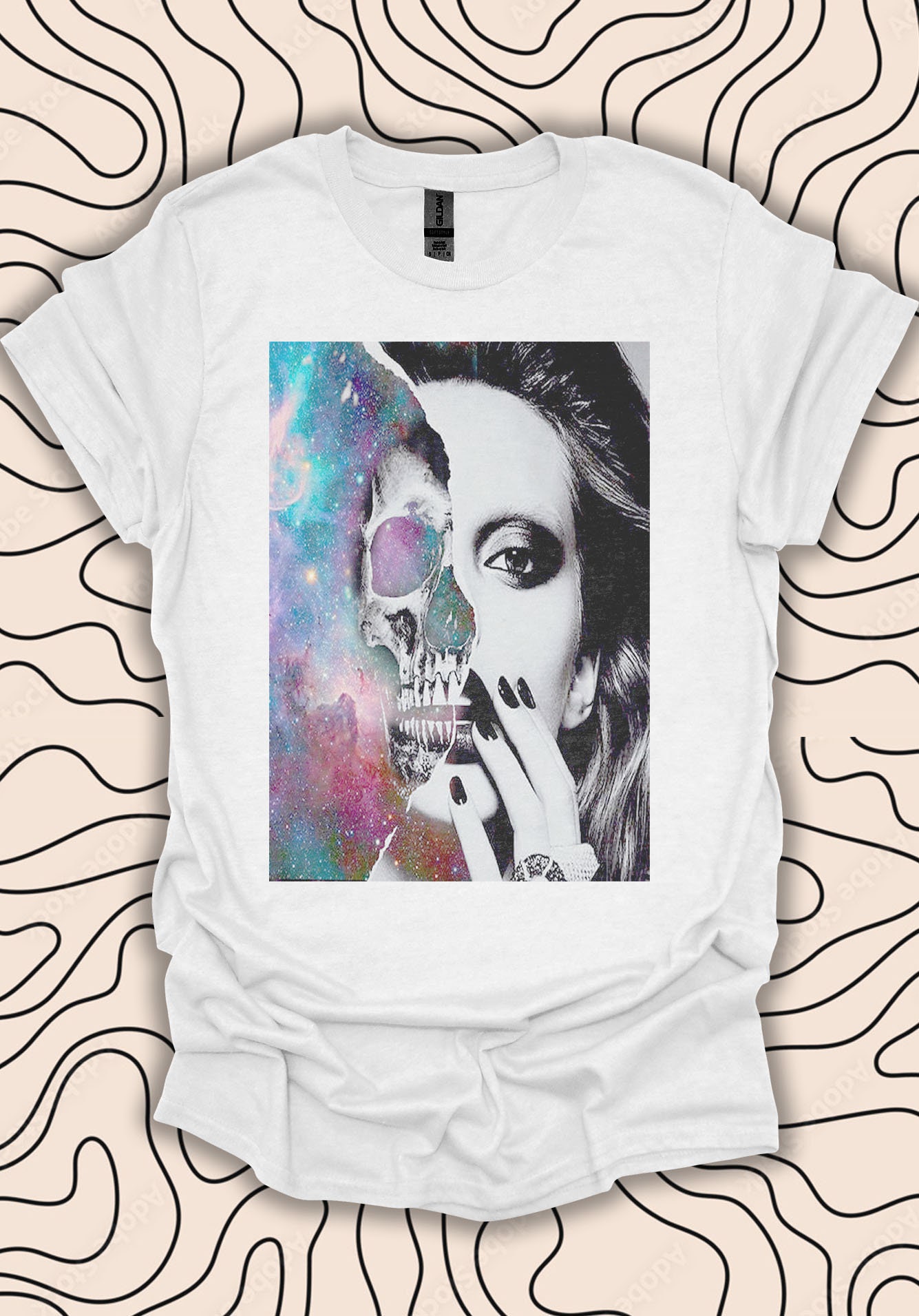 Half Skull Woman T-shirt – Artistic Skull Face Tee – Unique Gothic