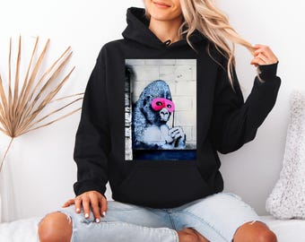 Banksy Pink Mask Gorilla Hoodie Sweatshirt - Graffiti Street Art Casual Unisex Pullover 4397PC