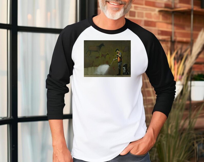 Banksy Cave Painting Graffiti Street Art Baseball T Shirt Graffiti ...
