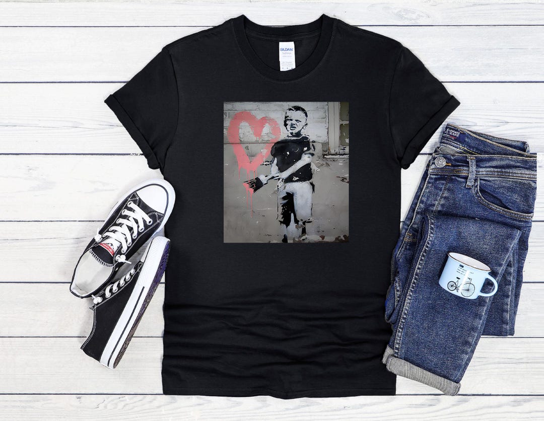 バンクシー Tシャツ ボーイウィズハート グラフィティ ストリート
