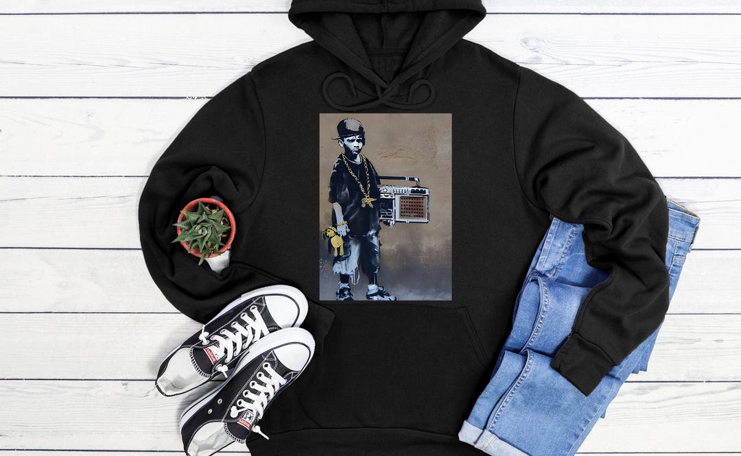 Banksy Young Lad Rapper Hoodie Sweatshirt - Graffiti Street Art Casual ...