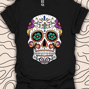 Day of the Dead T-shirt – suikerschedel grafisch T-shirt – Day of the Dead Art – Mexicaans festival cadeau Unisex mannen vrouwen shirt 1081PC