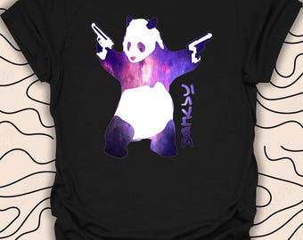 Space Panda Graphic T-Shirt – Unique Animal Tee – Cosmic Art Gift Unisex Men Women Shirt 1116PC