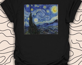 Starry Night Art T-Shirt – Van Gogh Inspired Tee – Famous Painting Gift Unisex Men Women Shirt 1714PC
