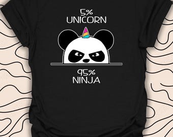 5 Percent Unicorn 95 Percent Ninja T-Shirt – Fun Graphic Tee – Unique Panda Design Gift Unisex Men Women Shirt 2171PC