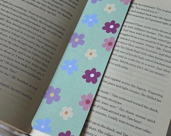 Flower Mint Bookmark | Flowers, Blue, Pink, Purple, Yellow, Green | Christmas Present | Stocking Filler | Gift | TurnAndMark